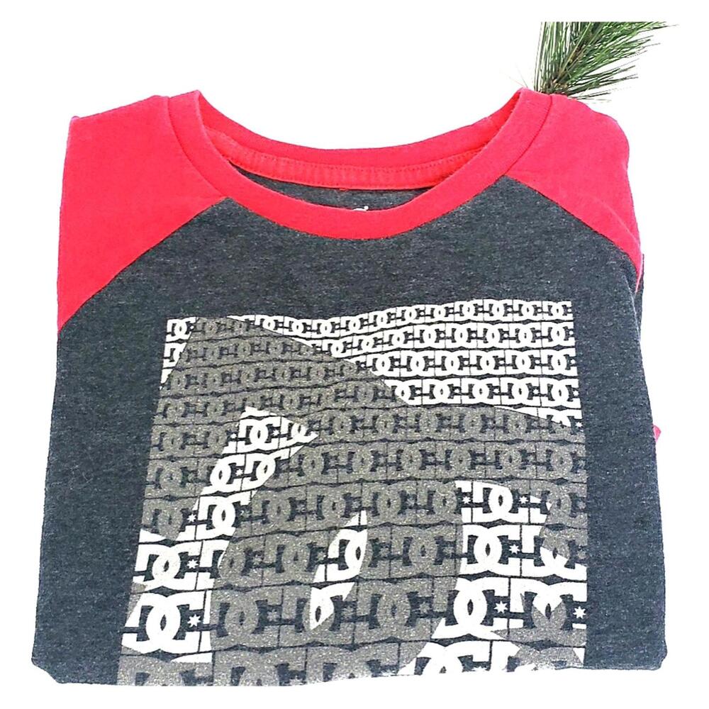DC Brand Graphic Long Sleeve T-Shirt - Red & Gray